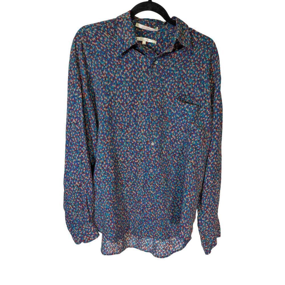 Perry Ellis Multicolor Button Up Shirt Silk Women's Medium